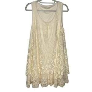 A'reve lace off white layered sleeveless dress size medium
